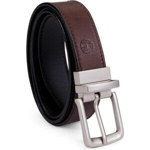 Mens Reversible Leather Belt Classic Dress Casual Silver Buckle Big Tall